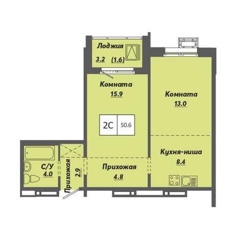 Вариант №8846, 2-комнатная квартира в жилом комплексе Tesla Park