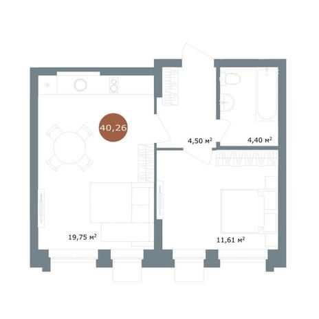 Вариант №15032, 2-комнатная квартира в жилом комплексе Бульварный переулок