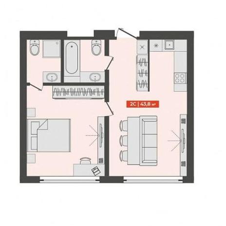 Вариант №9868, 2-комнатная квартира в жилом комплексе Gorizont