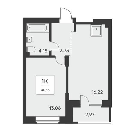Вариант №8054, 2-комнатная квартира в жилом комплексе 