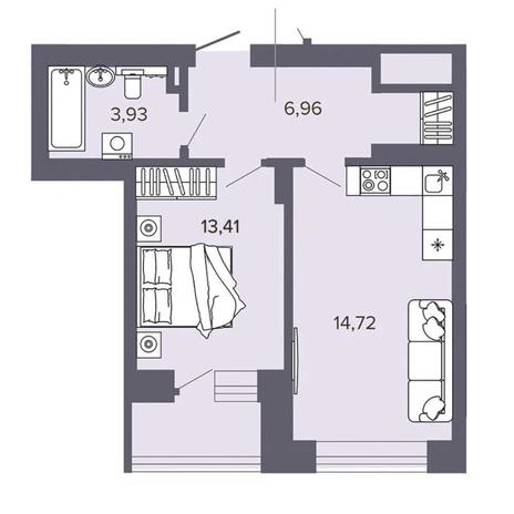 Вариант №8179, 1-комнатная квартира в жилом комплексе Прованс