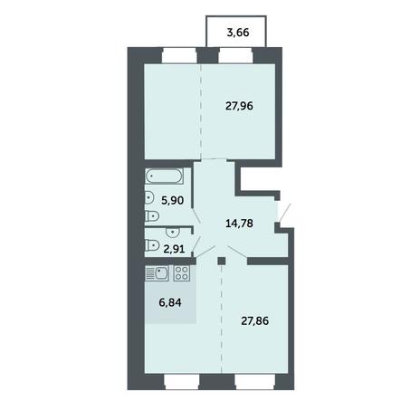 Вариант №7818, 3-комнатная квартира в жилом комплексе Спектр