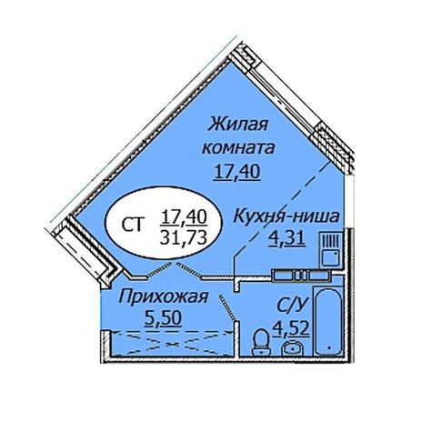 Вариант №17199, 1-комнатная квартира в жилом комплексе Комета-Октябрьский