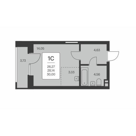 Вариант №8010, 1-комнатная квартира в жилом комплексе Академия
