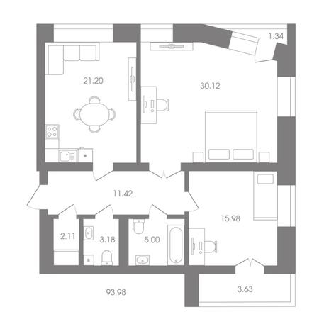 Вариант №6922, 2-комнатная квартира в жилом комплексе ALMOND