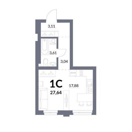 Вариант №13953, 1-комнатная квартира в жилом комплексе 