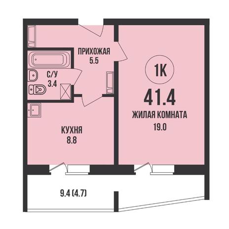 Вариант №17384, 1-комнатная квартира в жилом комплексе Династия