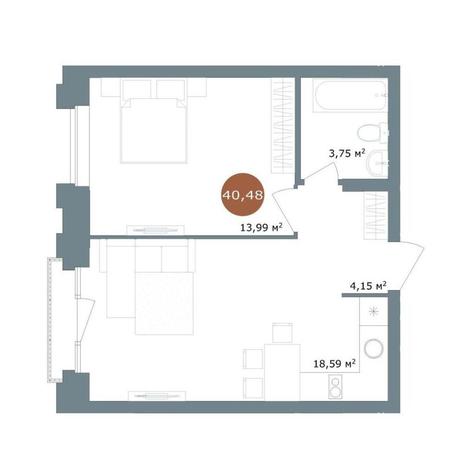 Вариант №15426, 2-комнатная квартира в жилом комплексе 19|56 Кварталы Телецентра