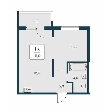 Вариант №14553, 1-комнатная квартира в жилом комплексе Родина