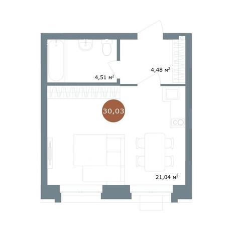 Вариант №14620, 1-комнатная квартира в жилом комплексе Gorizont