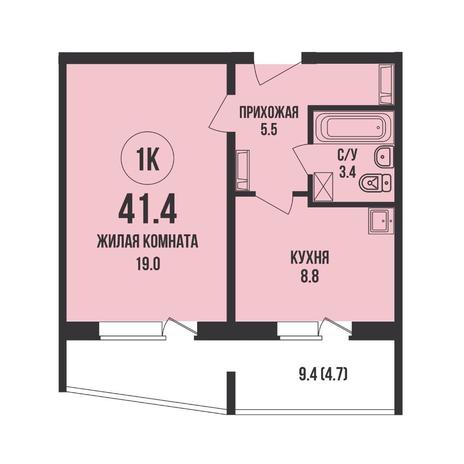 Вариант №16082, 1-комнатная квартира в жилом комплексе Династия