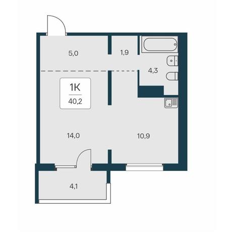 Вариант №14568, 1-комнатная квартира в жилом комплексе Акация на Кедровой