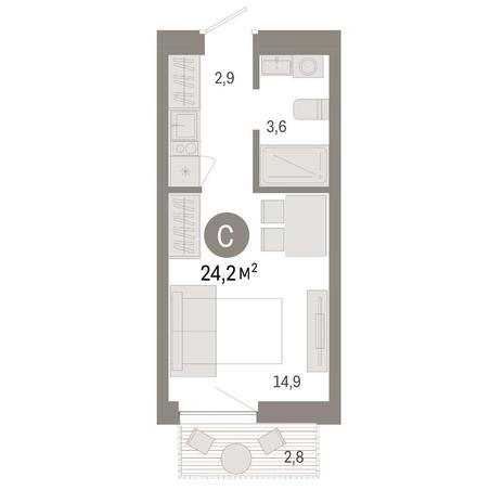 Вариант №15500, 1-комнатная квартира в жилом комплексе Династия
