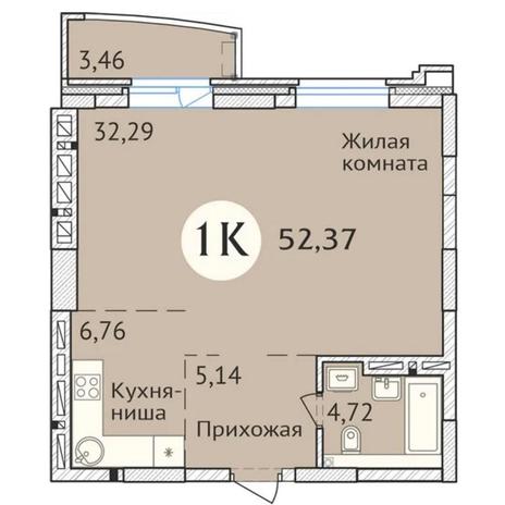 Вариант №6421, 2-комнатная квартира в жилом комплексе Академия