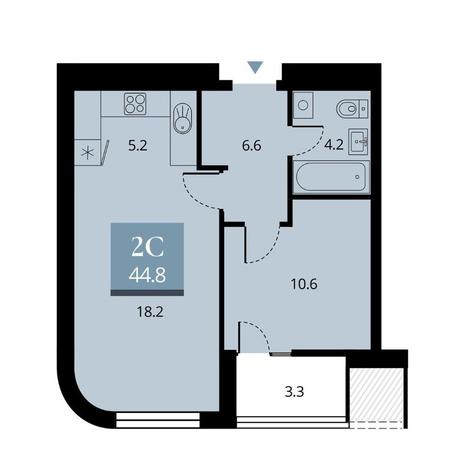 Вариант №11785, 2-комнатная квартира в жилом комплексе Беринг