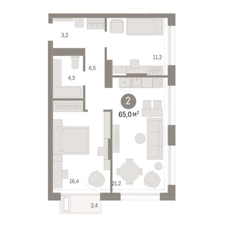 Вариант №8155, 3-комнатная квартира в жилом комплексе Квартал На Никитина