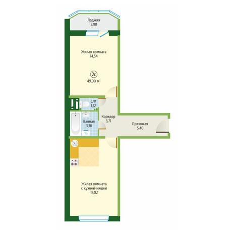 Вариант №6098, 2-комнатная квартира в жилом комплексе Time Park Apartments