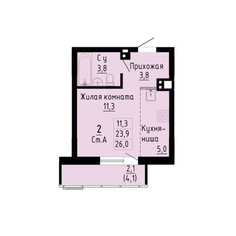 Вариант №13261, 1-комнатная квартира в жилом комплексе Gorizont