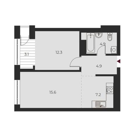 Вариант №14125, 2-комнатная квартира в жилом комплексе 