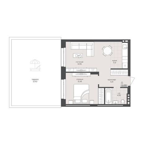 Вариант №15329, 1-комнатная квартира в жилом комплексе Сакура парк