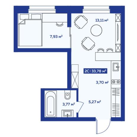 Вариант №7547, 2-комнатная квартира в жилом комплексе 