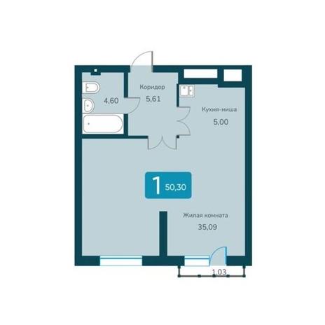 Вариант №10783, 1-комнатная квартира в жилом комплексе Марсель-2