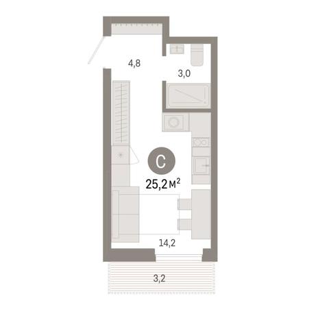 Вариант №15499, 1-комнатная квартира в жилом комплексе Европейский Берег