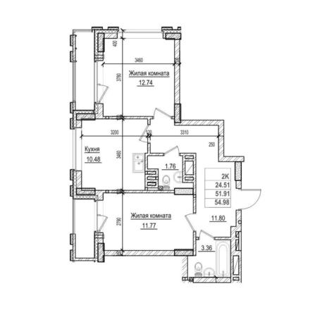 Вариант №14608, 2-комнатная квартира в жилом комплексе Инфинити