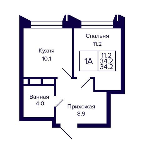 Вариант №16154, 1-комнатная квартира в жилом комплексе Сподвижники