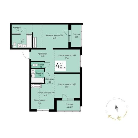 Вариант №11373, 4-комнатная квартира в жилом комплексе 